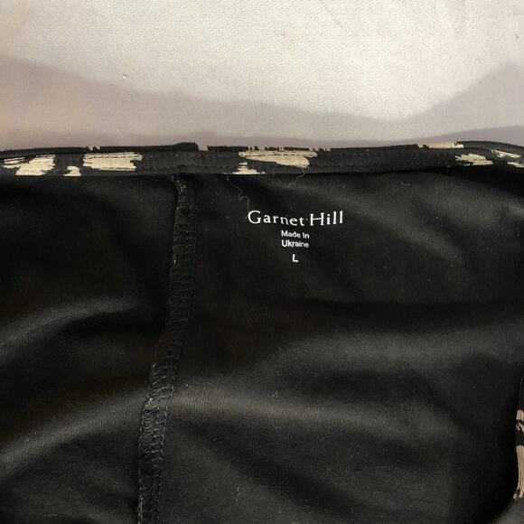 Garnet Hill Cheetah Print Wrap Dress Size Large Black Long Flowy Layered V-Neck - Picture 9 of 15